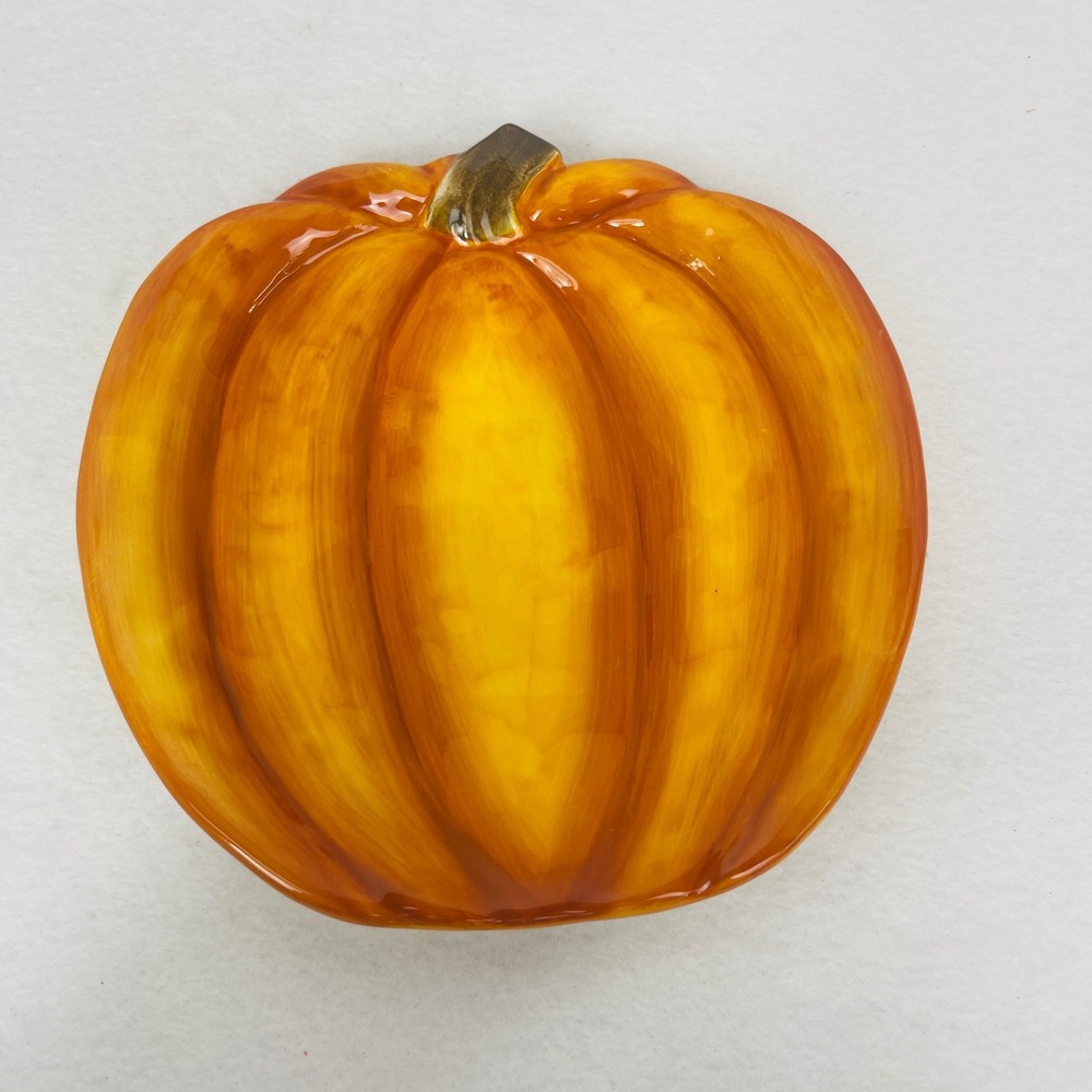 Oneida Fresca Pumpkin Plate Orange Earthenware Susan Zulauf Fall Decor Excellent